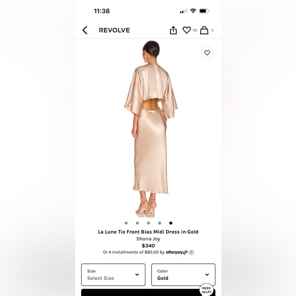 Shona Joy (size 4) NWOT - La Lune Tie Front Bias Midi Dress. - Picture 2 of 3